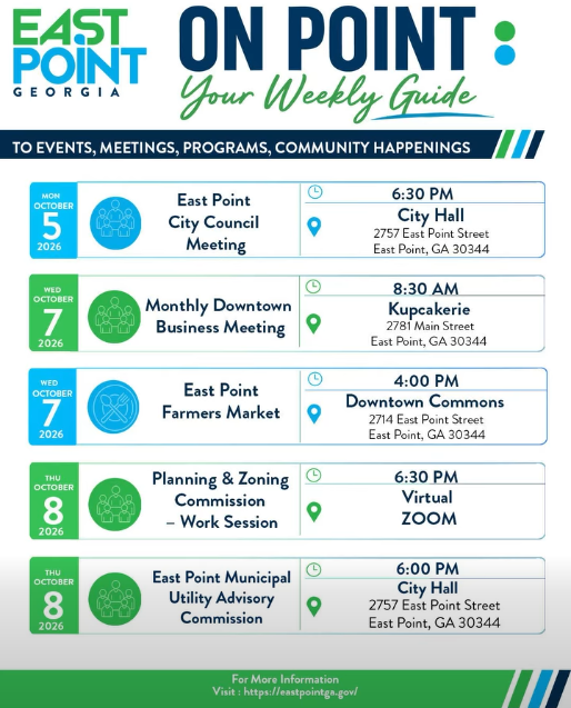 Happening This Evening In East Point: East Point Municipal Utility Advisory Commission Meeting + Planning And Zoning Commission Meeting
